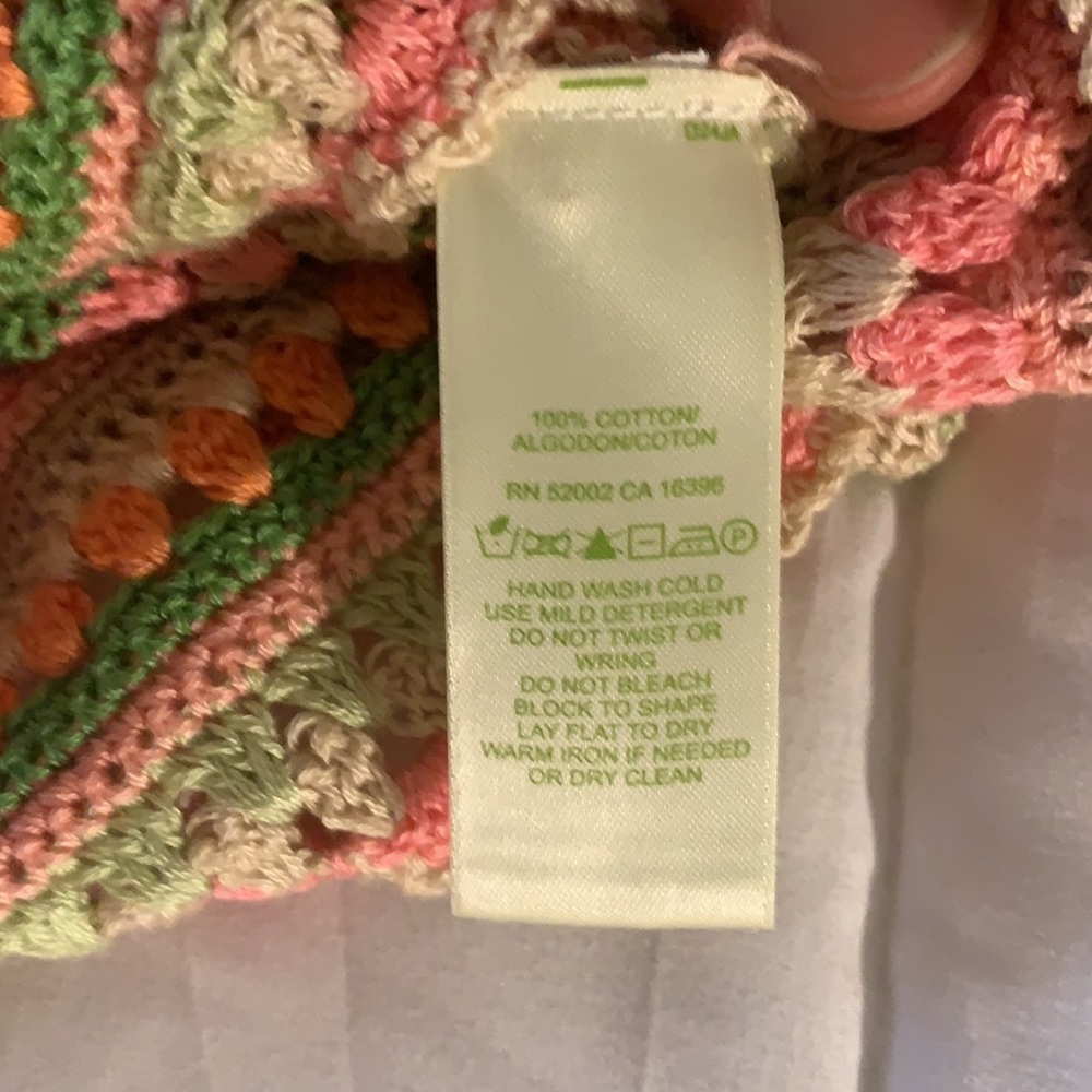 Sigrid Olsen Xs Multi Colored Cotton Crochet Swea… - image 7